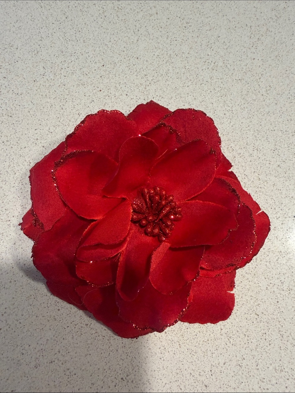 Red Floral Fabric Hair Clip - Women Accessories